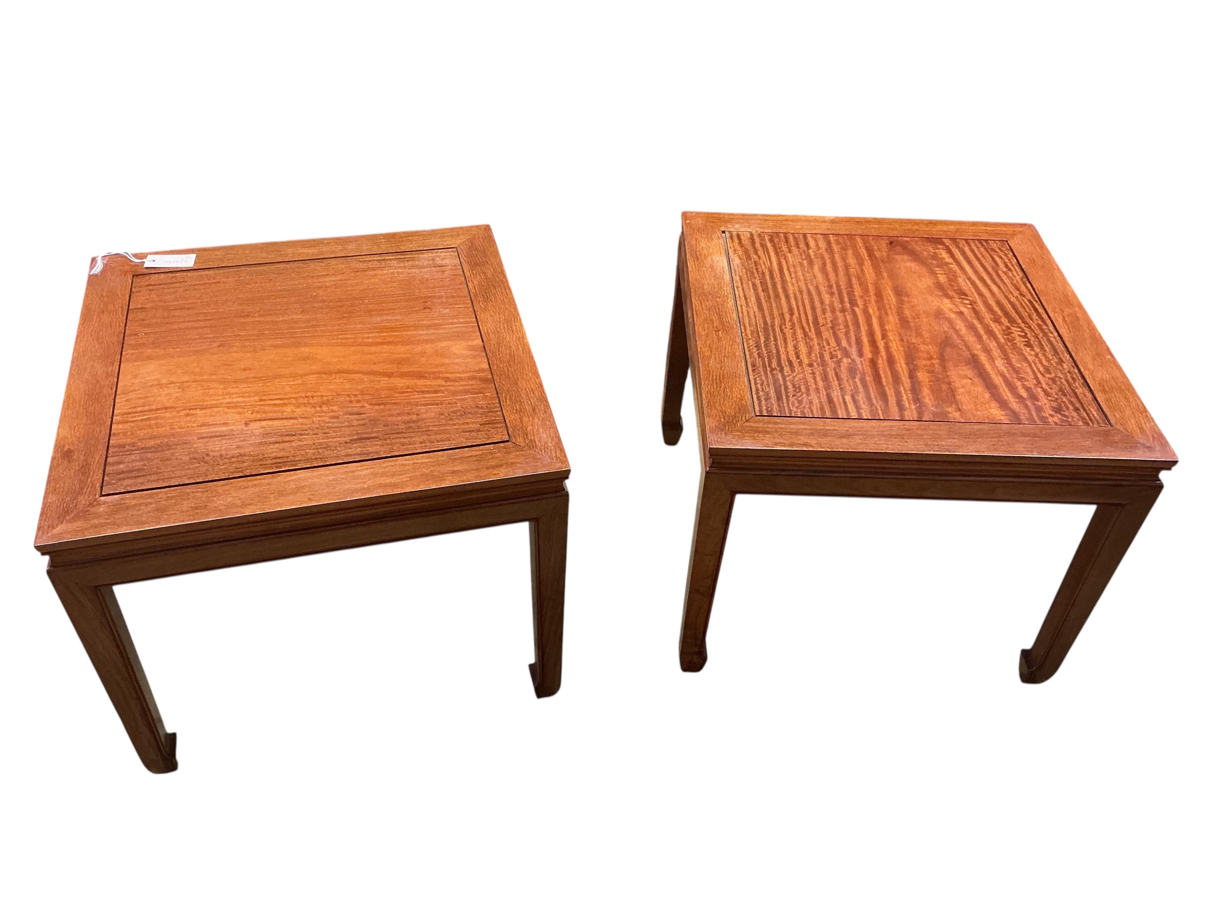 A pair of Chinese square occasional tables, 61cm, height 51cm